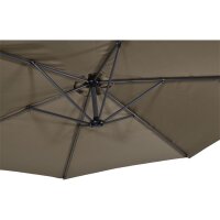 Ampelschirm GEMINI Taupe Ø 300 cm – rund, inkl. Kreuzfuß, ecru