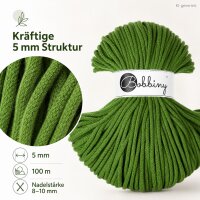 Baumwollkordel 5mm 100m Grün - Makramee Kordel Moss Green geflochten