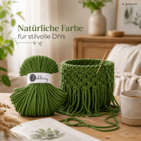 Baumwollkordel 5mm 100m Grün - Makramee Kordel Moss Green geflochten