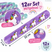 Schnapp Armband Einhorn 22x3cm Bunt Pastell Mitgebsel Kinder 12 Stück