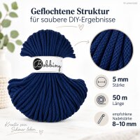 Baumwollkordel 5mm 50m Blau - Ink Blue Makramee Garn geflochten