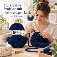 Baumwollkordel 5mm 50m Blau - Ink Blue Makramee Garn geflochten