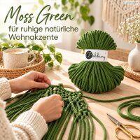 Baumwollkordel 5mm 50m Grün Moss Green geflochtene Kordel für Deko