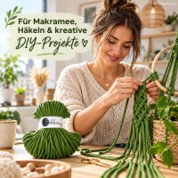 Baumwollkordel 5mm 50m Grün Moss Green geflochtene Kordel für Deko