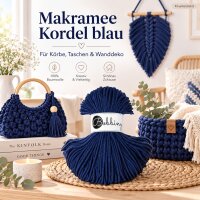 Baumwollkordel 3mm 100m Blau - Ink Blue Kordelgarn geflochten