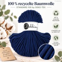 Baumwollkordel 3mm 100m Blau - Ink Blue Kordelgarn geflochten