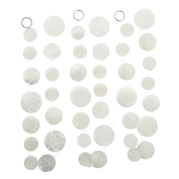 Capiz Girlande 120 cm in Weiß-Cremeweiß – handgearbeitete Muschel-Hängedeko, 3-fach sortiert