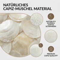 Capiz Girlande 120 cm in Weiß-Cremeweiß – handgearbeitete Muschel-Hängedeko, 3-fach sortiert