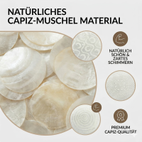 Capiz Girlande 120 cm in Weiß-Cremeweiß – handgearbeitete Muschel-Hängedeko, 3-fach sortiert
