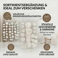 Capiz Girlande 120 cm in Weiß-Cremeweiß – handgearbeitete Muschel-Hängedeko, 3-fach sortiert