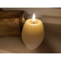 OUTLET -  B - Ware - Gerillte Kerze Creme 7,5 x 10 cm - Farbe leicht Rosa