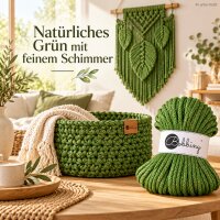 Geflochtene Baumwollkordel 5mm 50m Grün - Shiny Moss Green