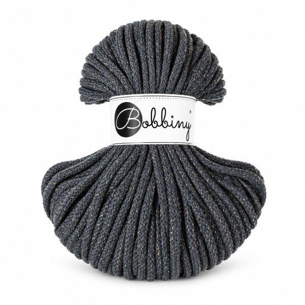 Makramee Kordel 5mm 50m Grau - Baumwollkordel Shiny Charcoal