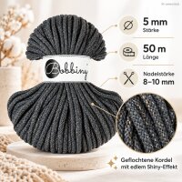 Makramee Kordel 5mm 50m Grau - Baumwollkordel Shiny Charcoal