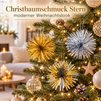 Christbaumschmuck Stern 8cm Glänzend Gold Silber PET Weihnachtsdeko 3er