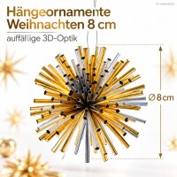 Christbaumschmuck Stern 8cm Glänzend Gold Silber PET Weihnachtsdeko 3er