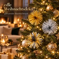 Christbaumschmuck Stern 8cm Glänzend Gold Silber PET Weihnachtsdeko 3er