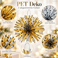Christbaumschmuck Stern 8cm Glänzend Gold Silber PET Weihnachtsdeko 3er