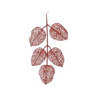 Blattzweig Glitzer rot 36cm weihnachtsrot Dekozweig für Weihnachtsdeko