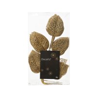 Blattzweig Gold 2x36cm Gold hellgold Dekozweig für Vase Tischdeko