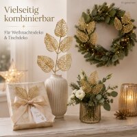 Blattzweig Gold 2x36cm Gold hellgold Dekozweig für Vase Tischdeko