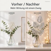 Blattzweig silber 36cm Silber Dekozweig mit Glitzer für Tischdeko