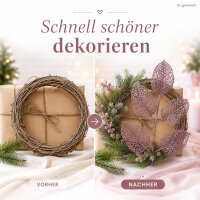 Dekozweig 36cm Rosa Mauve - Glitzer Blattzweig künstlich für Deko
