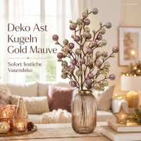 Deko Zweig 60cm Gold Mauve - Kunstast mit Kugeln für Vase und Gesteck