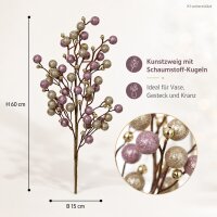 Deko Zweig 60cm Gold Mauve - Kunstast mit Kugeln für Vase und Gesteck