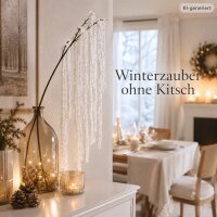 Deko Ast weiß 80cm Winterzweig Polyester in Schneeoptik für Vase