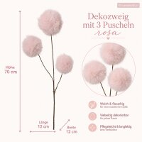 Dekozweig rosa 12x70cm Puderrosa Kunstzweig mit 3 Puscheln