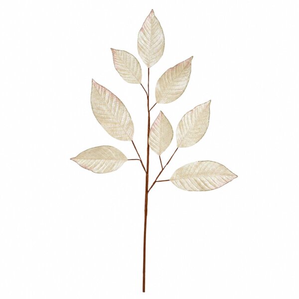 Kunst Blätterzweig 3x78cm Creme - iris warmweiß Zweig für Gesteck