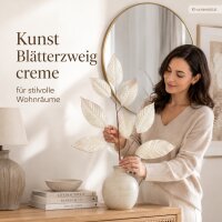 Kunst Blätterzweig 3x78cm Creme - iris warmweiß Zweig für Gesteck