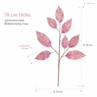 Kunstzweig rosa 78cm Rosa zartrosa Blätterzweig künstlich für Vase