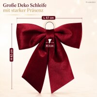 Deko Schleife Rot 57x62cm Bordeauxrot Samtoptik mit Metallring