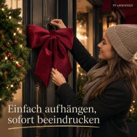 Deko Schleife Rot 57x62cm Bordeauxrot Samtoptik mit Metallring