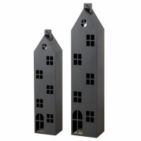Laternen Set 120/150cm Schwarz matt - Hausform Laterne aus Eisen