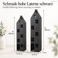 Laternen Set 120/150cm Schwarz matt - Hausform Laterne aus Eisen