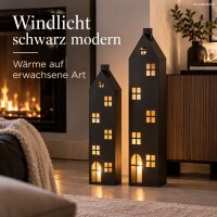 Laternen Set 120/150cm Schwarz matt - Hausform Laterne aus Eisen