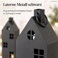 Laternen Set 120/150cm Schwarz matt - Hausform Laterne aus Eisen