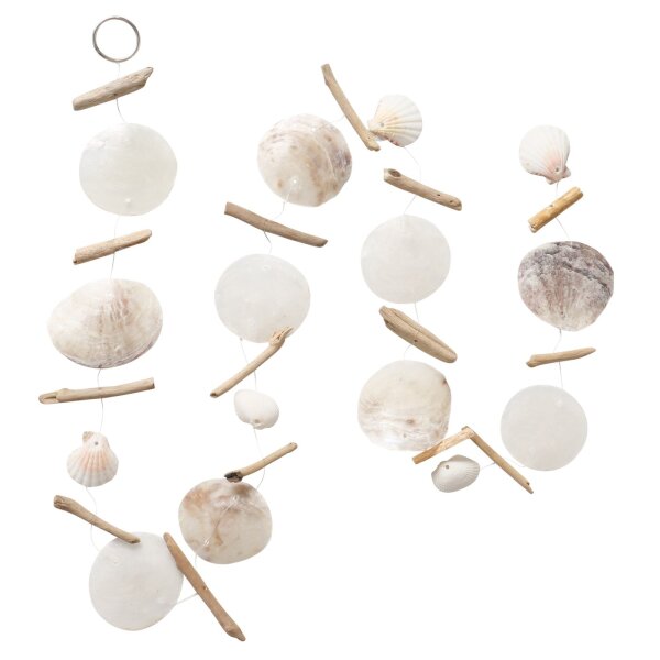 Capiz Girlande „Pervin“ – Maritime Deko aus Muscheln & Treibholz (180 cm)