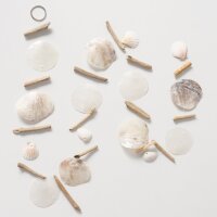 Capiz Girlande „Pervin“ – Maritime Deko aus Muscheln & Treibholz (180 cm)