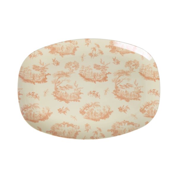 Rice Melamin Teller Rechteckig - Fahnwerk Motiv Creme 30 x 22 cm
