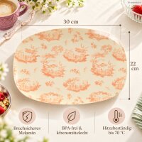 Servierplatte Melamin creme 30x22cm Crème ovale Platte mit Muster