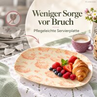Servierplatte Melamin creme 30x22cm Crème ovale Platte mit Muster