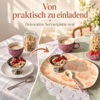 Servierplatte Melamin creme 30x22cm Crème ovale Platte mit Muster