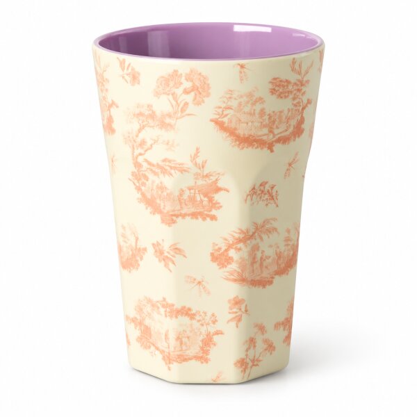 Melamin Becher groß 400ml Creme - lila Toile de Jouy Trinkbecher
