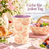 Melamin Becher groß 400ml Creme - lila Toile de Jouy Trinkbecher