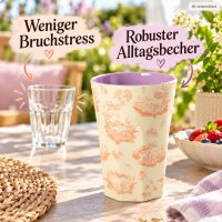 Melamin Becher groß 400ml Creme - lila Toile de Jouy Trinkbecher