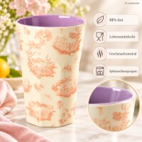 Melamin Becher groß 400ml Creme - lila Toile de Jouy Trinkbecher